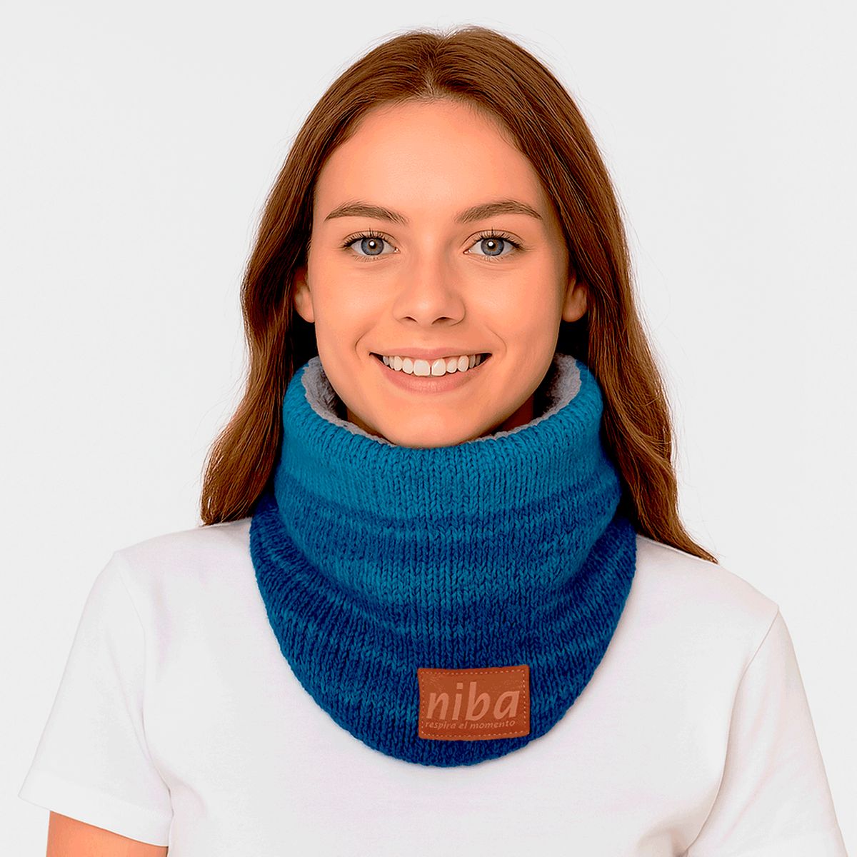 NIBA - Bufanda Lana Circular Azul Niba