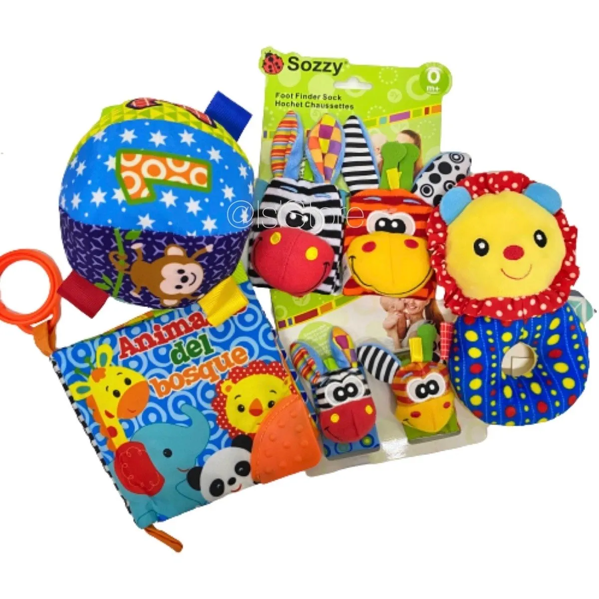 WOODY TOYS - Pack sensorial juguete sonajero de bébe azul