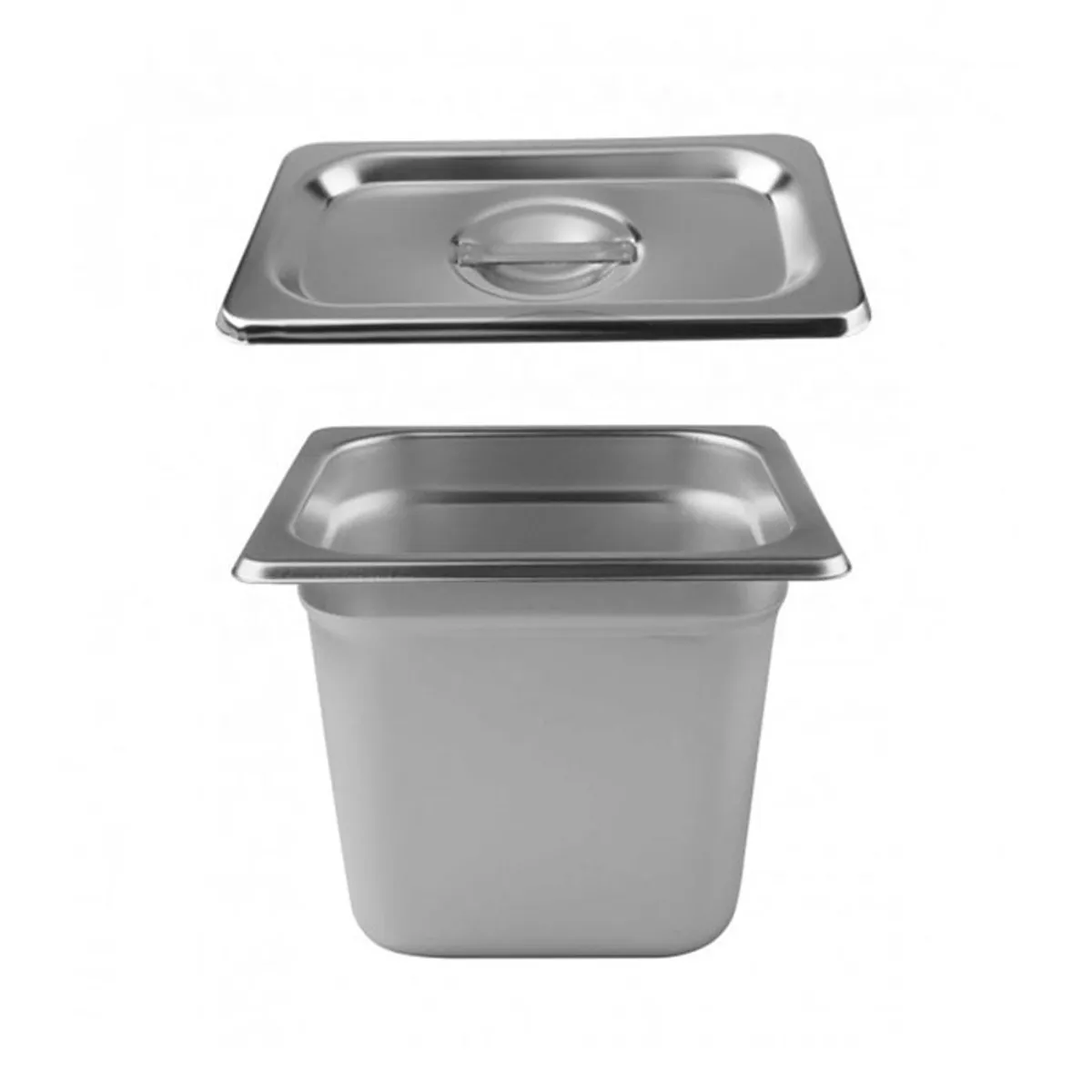 GENERICO - Deposito Gastronomico Acero Inox 1/6 10 Cm (17x16) Con Tapa