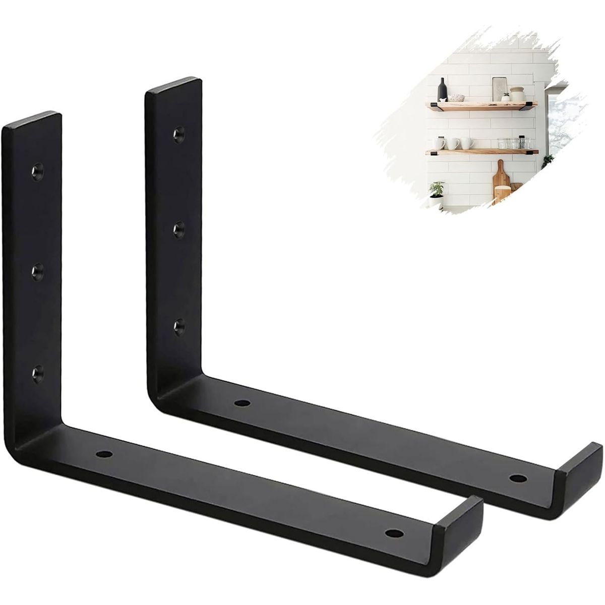 AIZO - AIZO Soporte Pared Metal 25cm Estante Flotante Negro