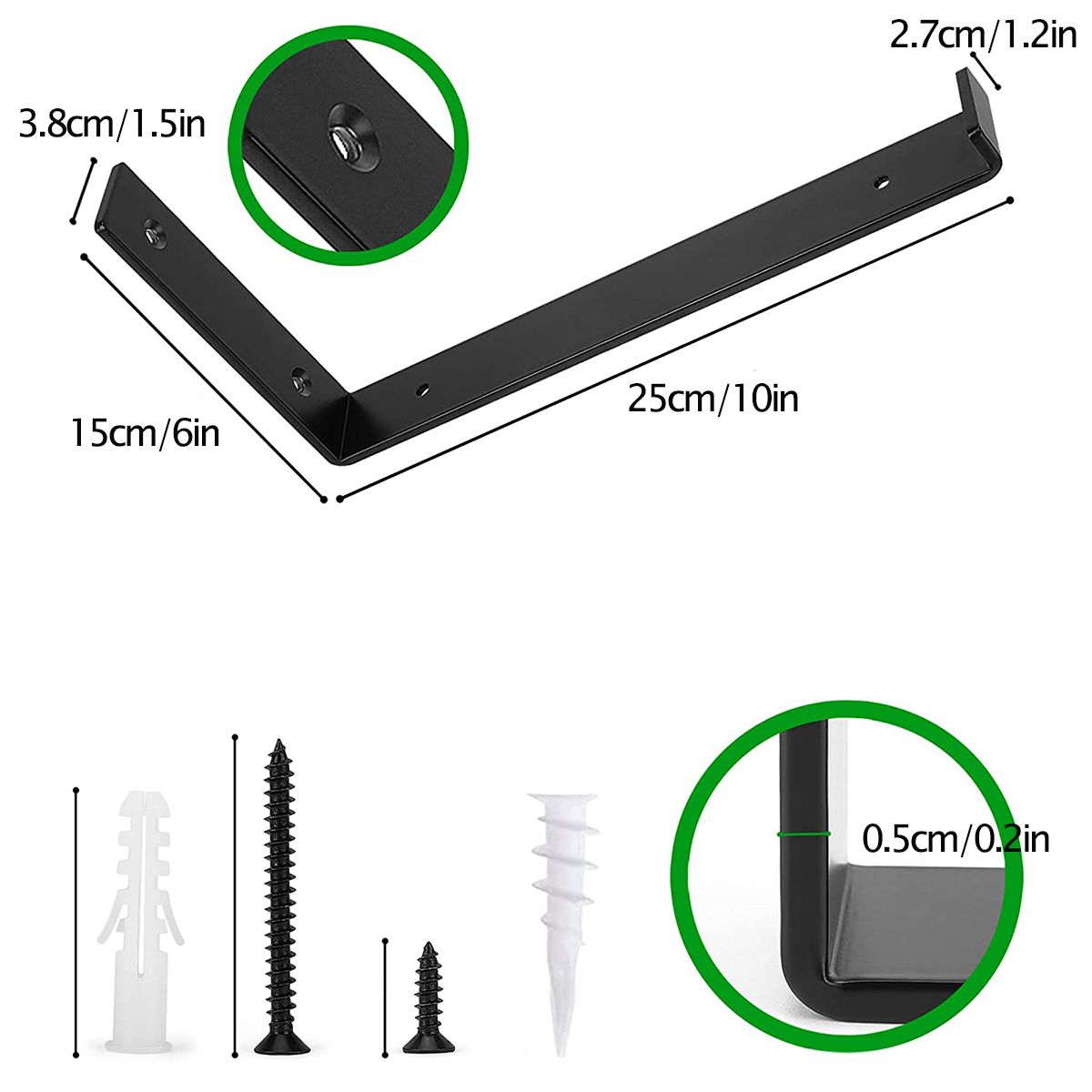 AIZO - AIZO Soporte Pared Metal 25cm Estante Flotante Negro