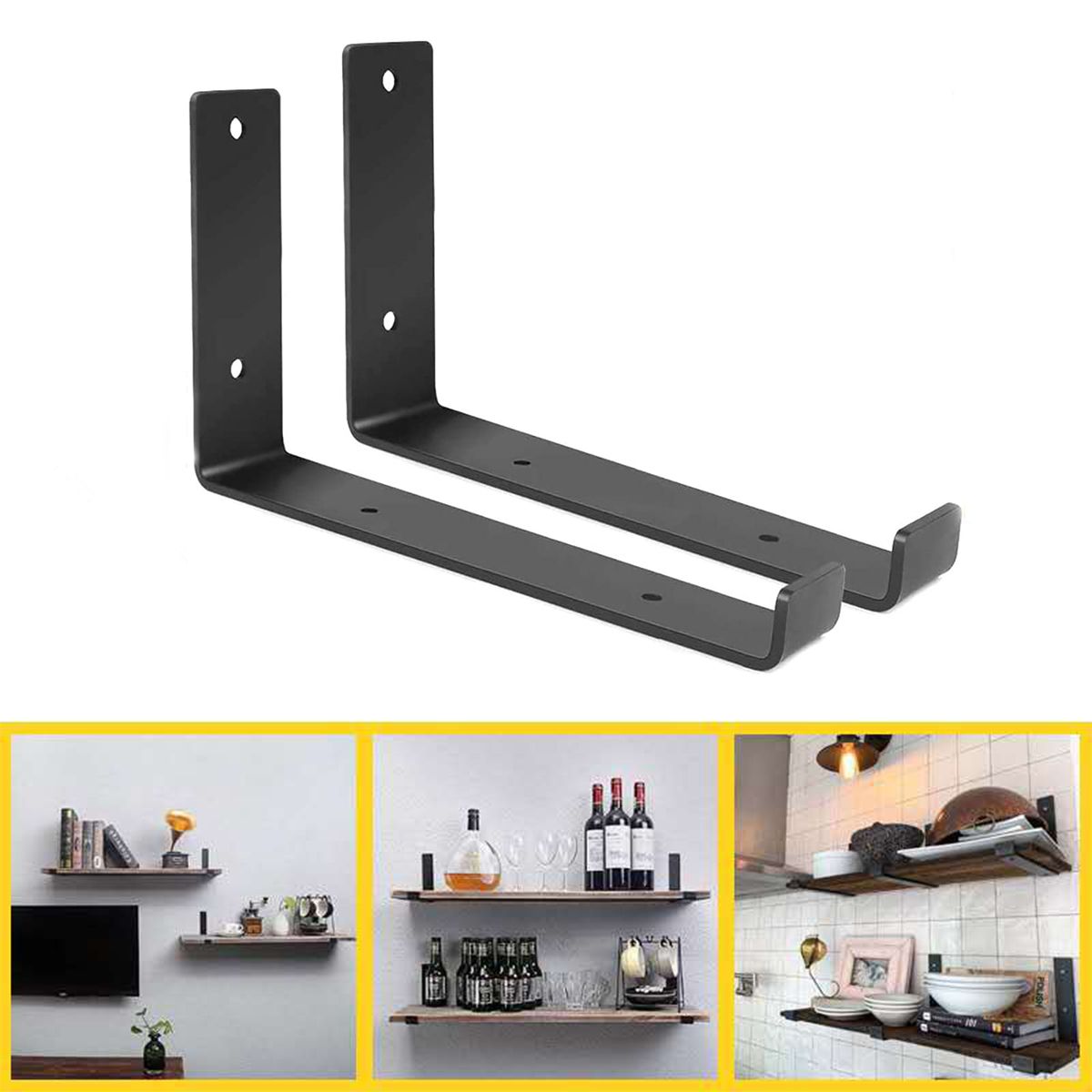 AIZO - Aizo Gancho Pared 30cm Para Estantes Metalicos Negro