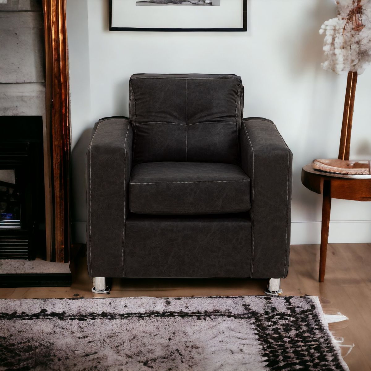 MUEBLES AMERICA - Sofá George 1 Cuerpo Cuero Auris Negro