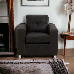 MUEBLES AMERICA - Sofá George 1 Cuerpo Cuero Auris Negro