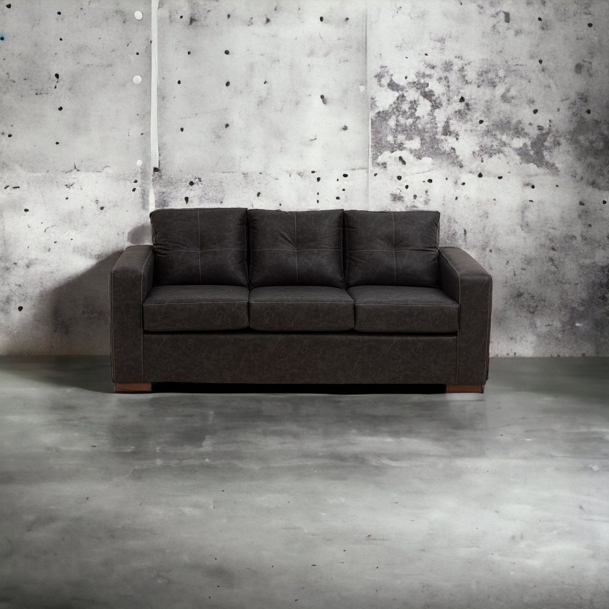 MUEBLES AMERICA - Sofá Franco 3 Cuerpos Cuero Auris Negro