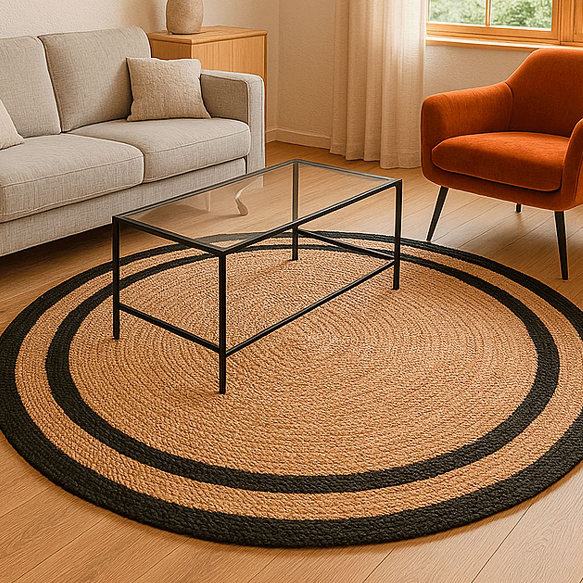 BAZHARS - ALFOMBRA REDONDA BAZHARS YUTE 150X150 CM NAV BK 735