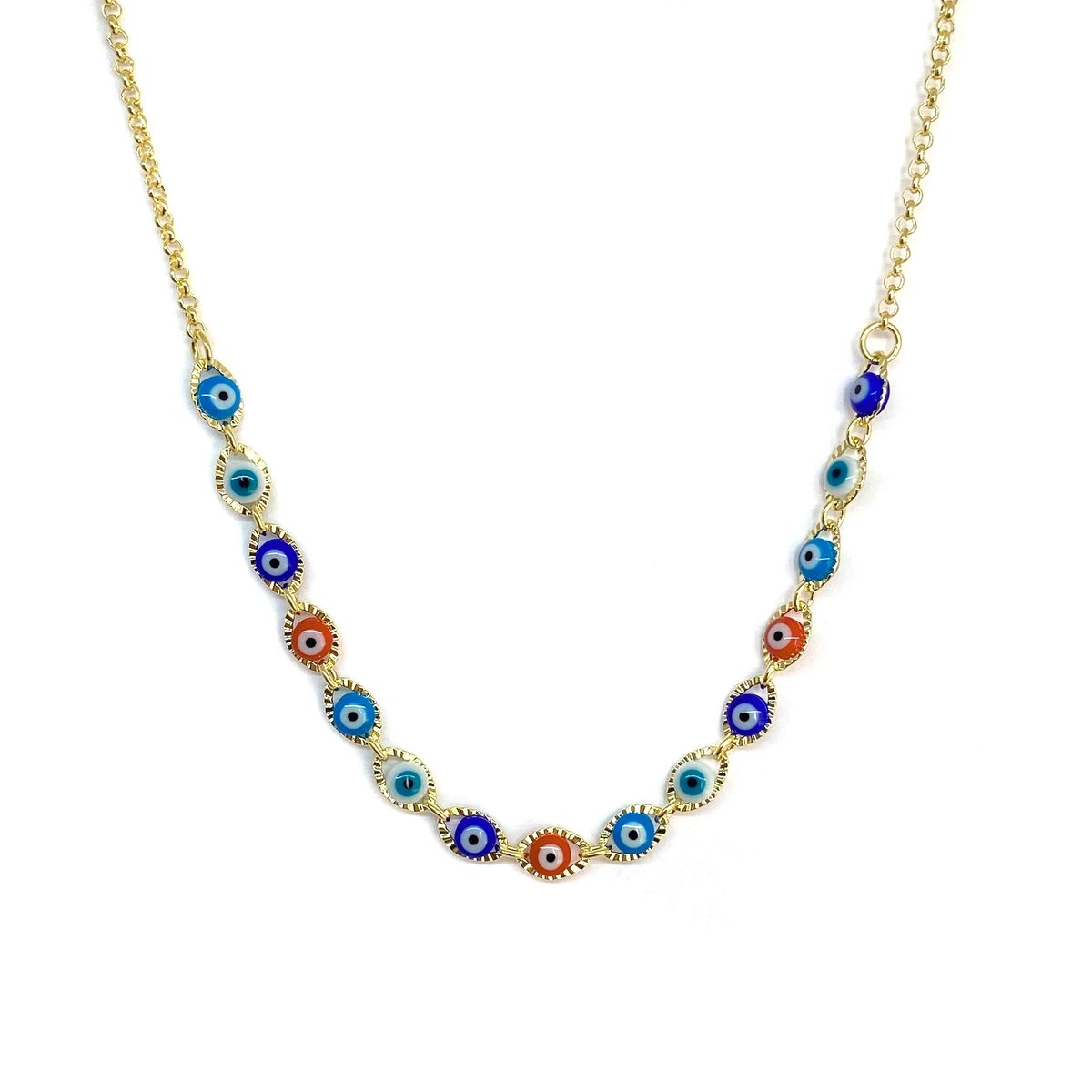 COGGIOLA - Collar 44cm Ojos Turcos Colores Enchapado Oro 18K
