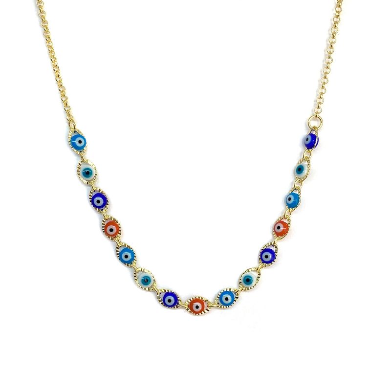ANDREA COGGIOLA JOYAS - Collar 44cm Ojos Turcos Colores Enchapado Oro 18K