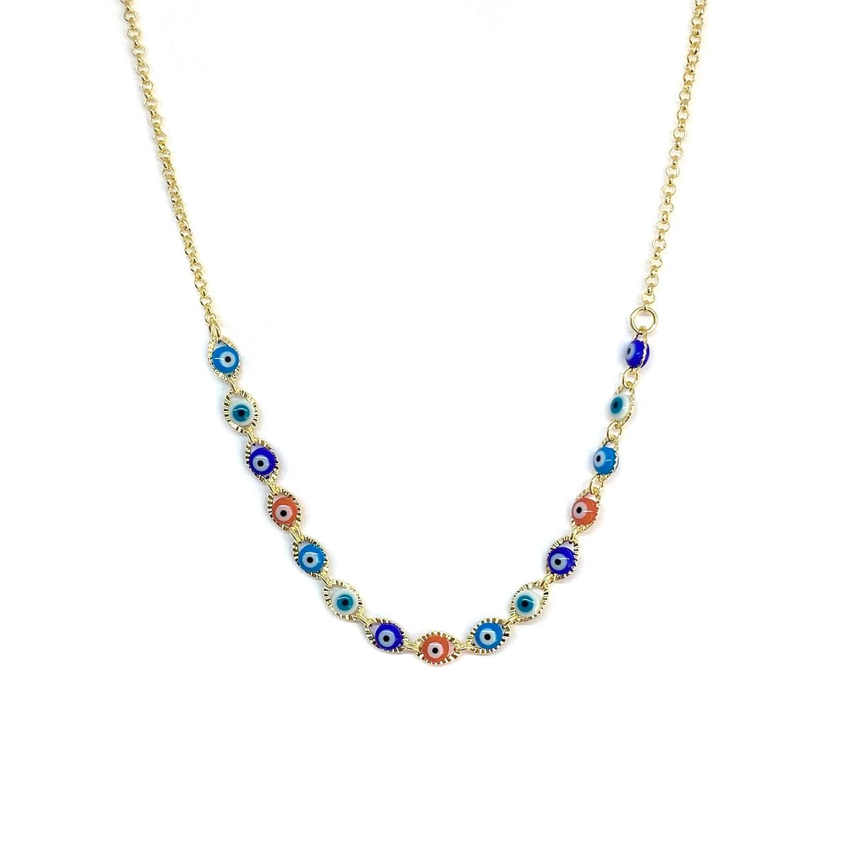 COGGIOLA - Collar 44cm Ojos Turcos Colores Enchapado Oro 18K