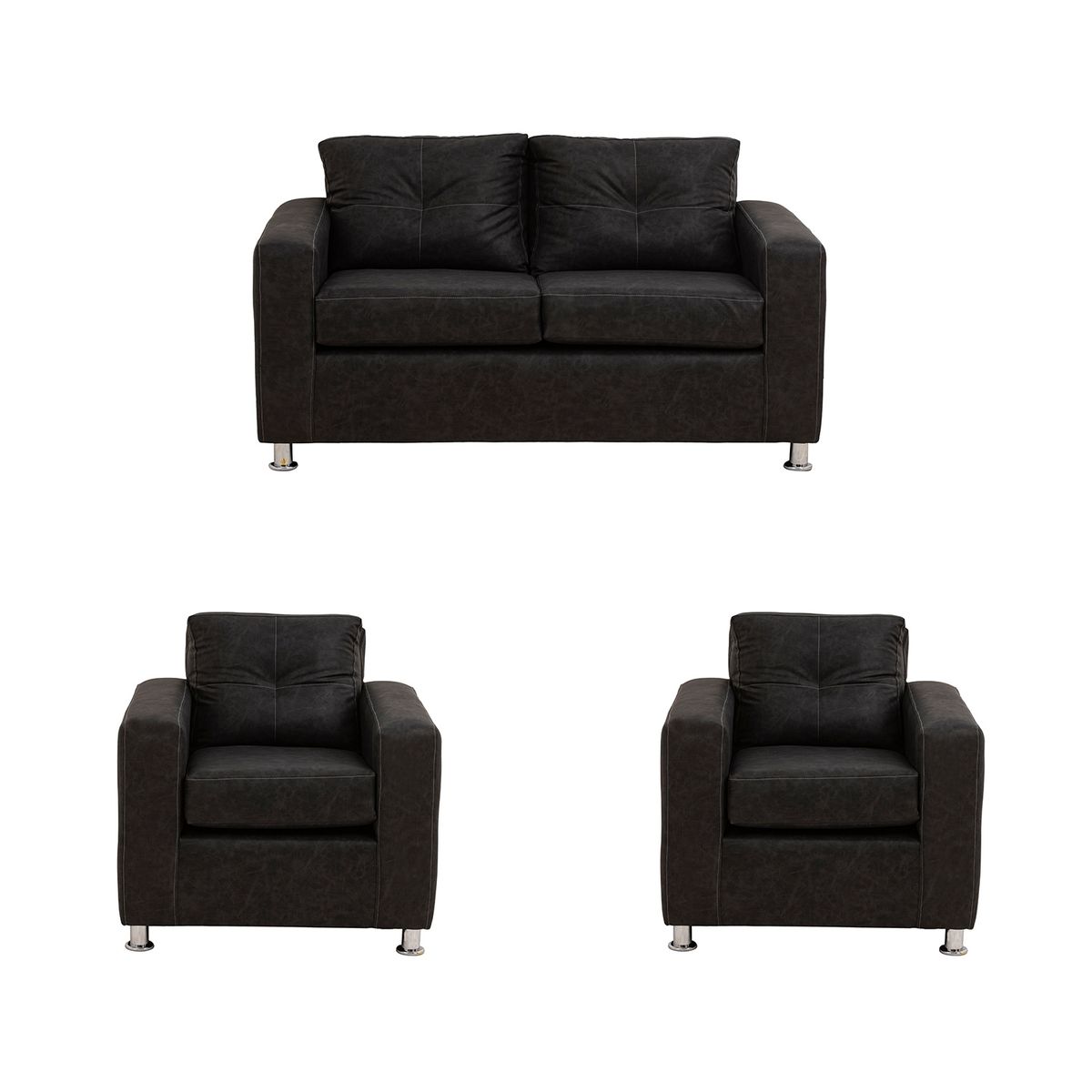 MUEBLES AMERICA - Living George 211 Cuero Auris Negro