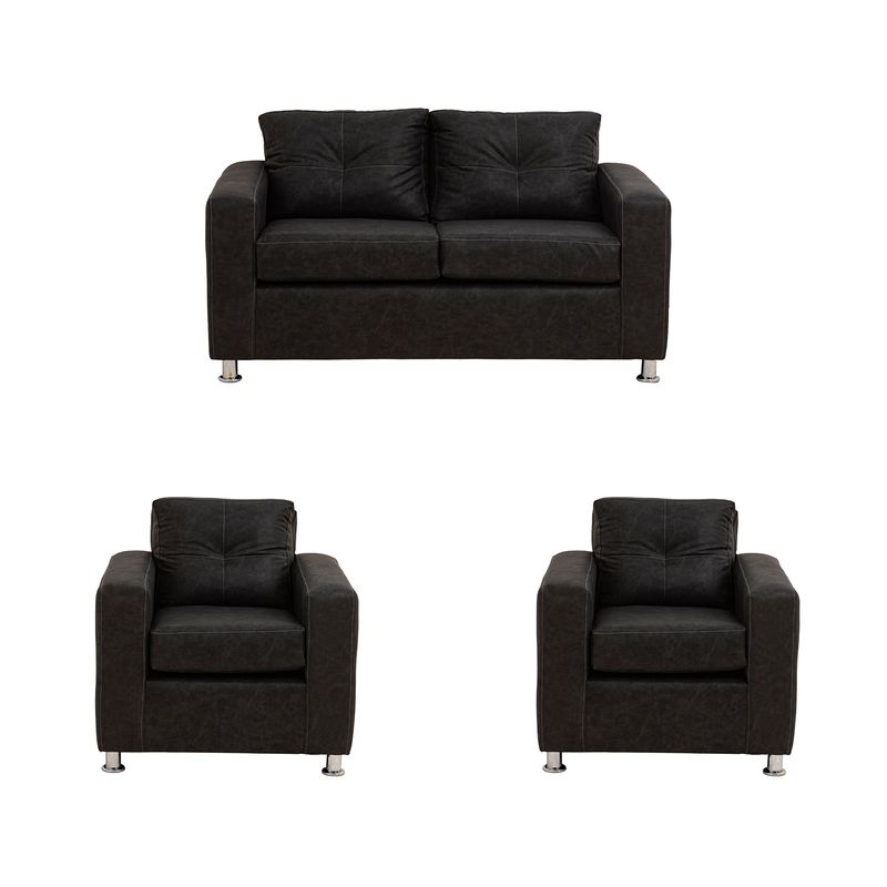 MUEBLES AMERICA - Living George 211 Cuero Auris Negro