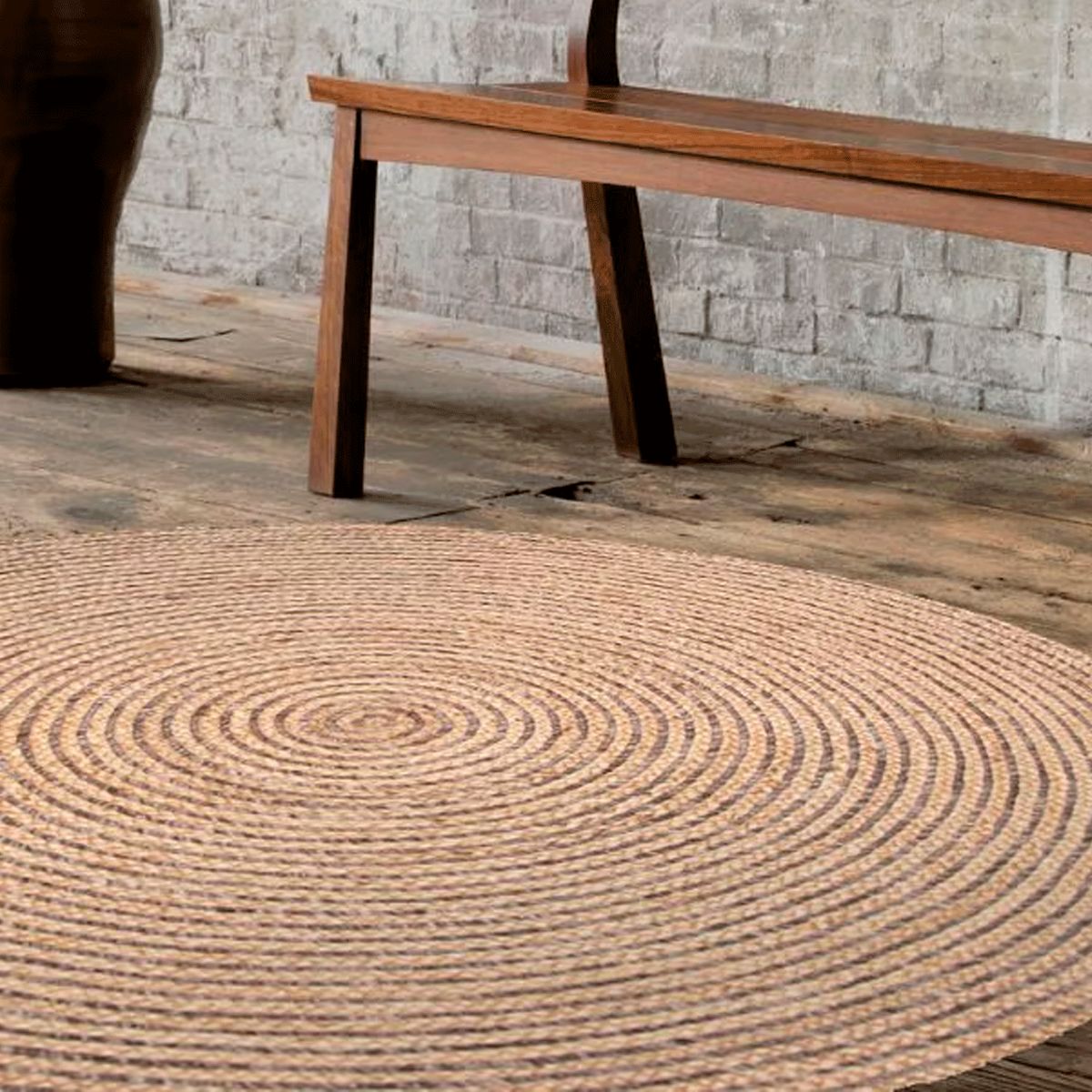 BAZHARS - Alfombra Redonda Yute 150X150 cm  Nav Bk 625 Bazhars