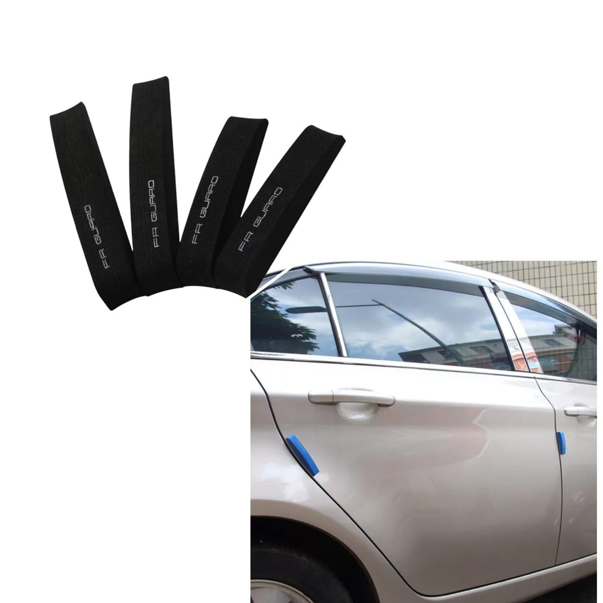 GENERICO - X4 tira tope puerta goma Eva autoadhesivos para autos NEGRO