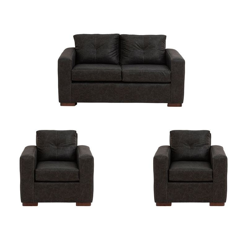 MUEBLES AMERICA - Living Franco 211 Cuero Auris Negro