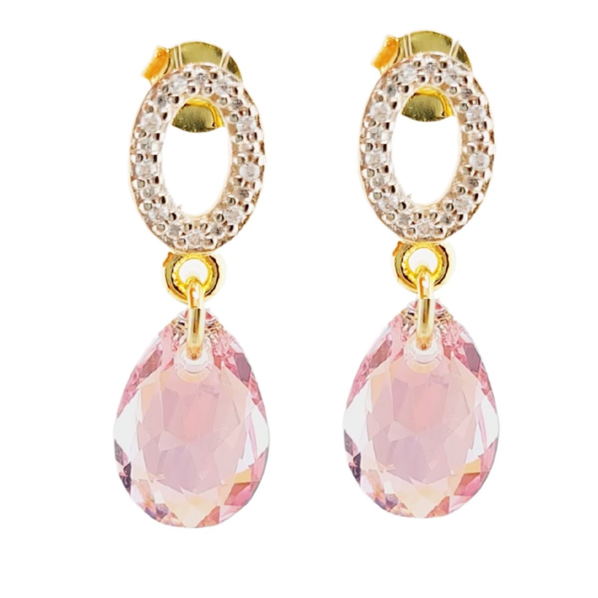 JOYAS MONTERO - Aros Gota de Luz Gold 24K  creado con cristales de Swarovski® Light Rose