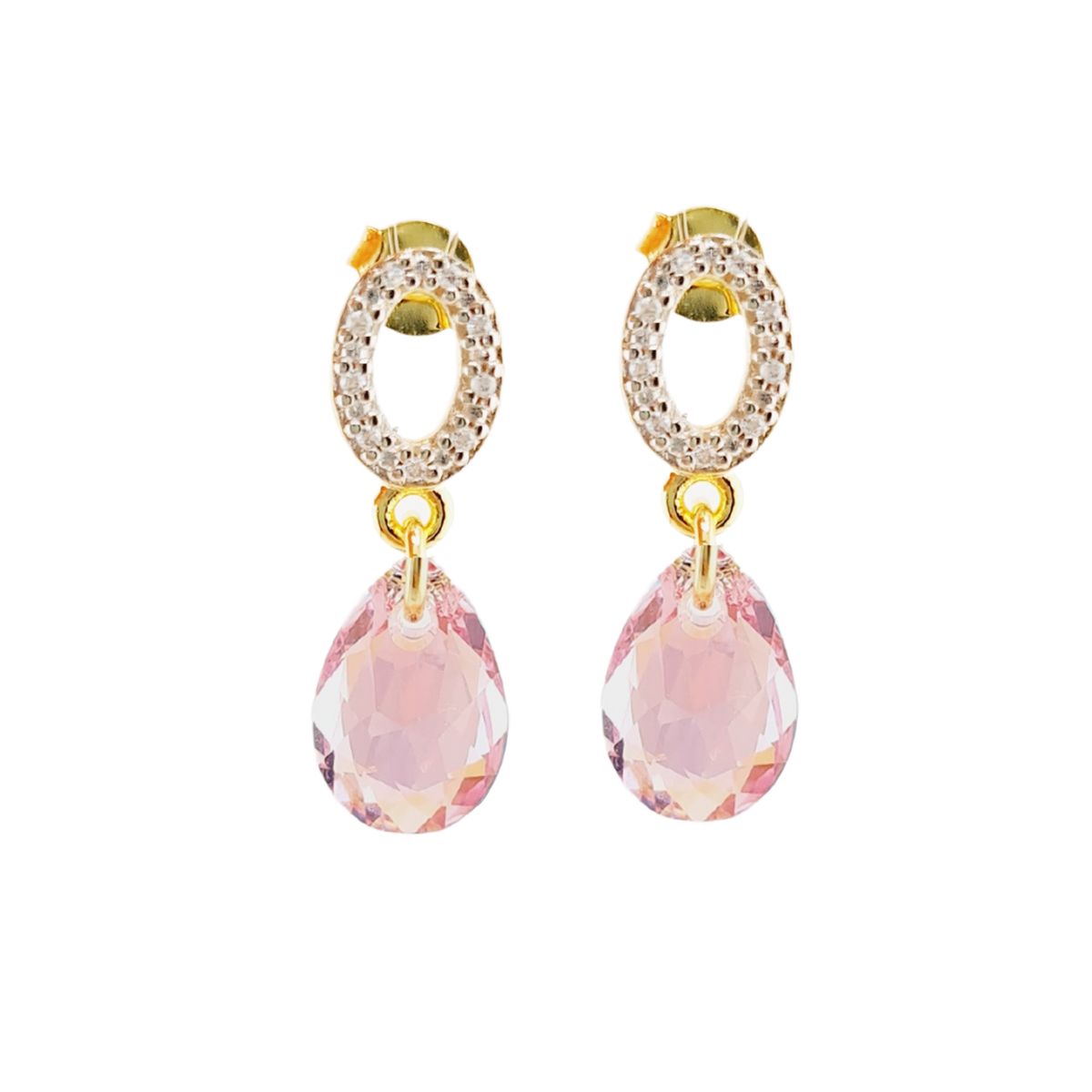 JOYAS MONTERO - Aros Gota de Luz Gold 24K  creado con cristales de Swarovski® Light Rose