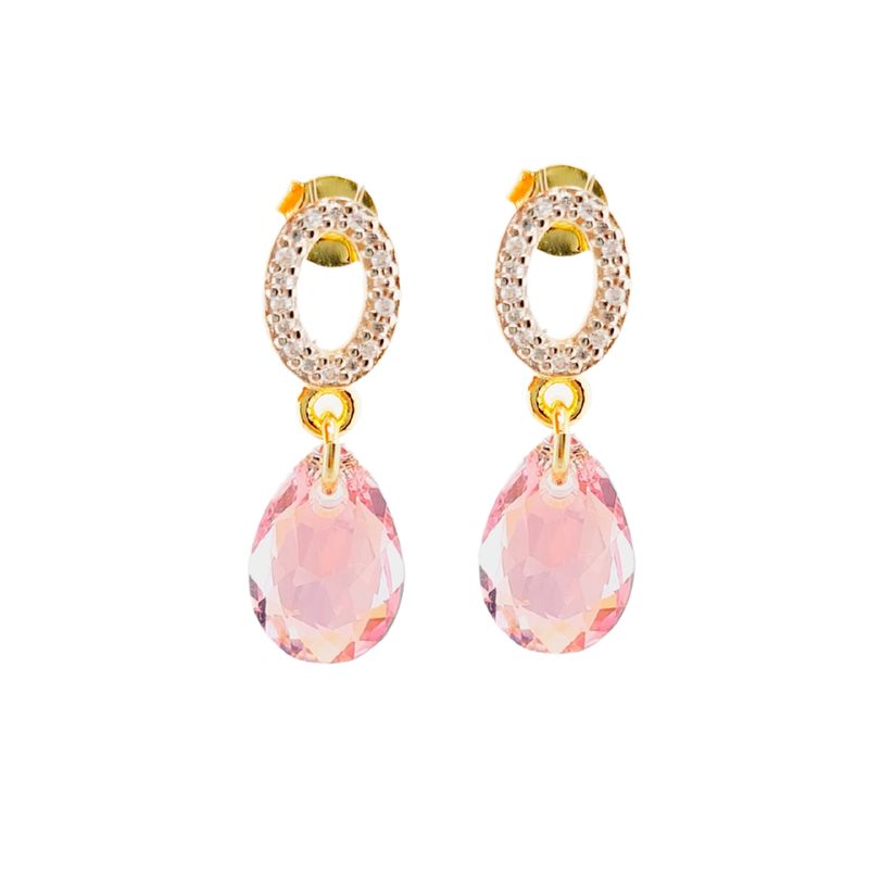 JOYAS MONTERO - Aros Gota de Luz Gold Cristales Genuinos Light Rose