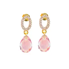 JOYAS MONTERO - Aros Gota de Luz Gold Cristales Genuinos Light Rose