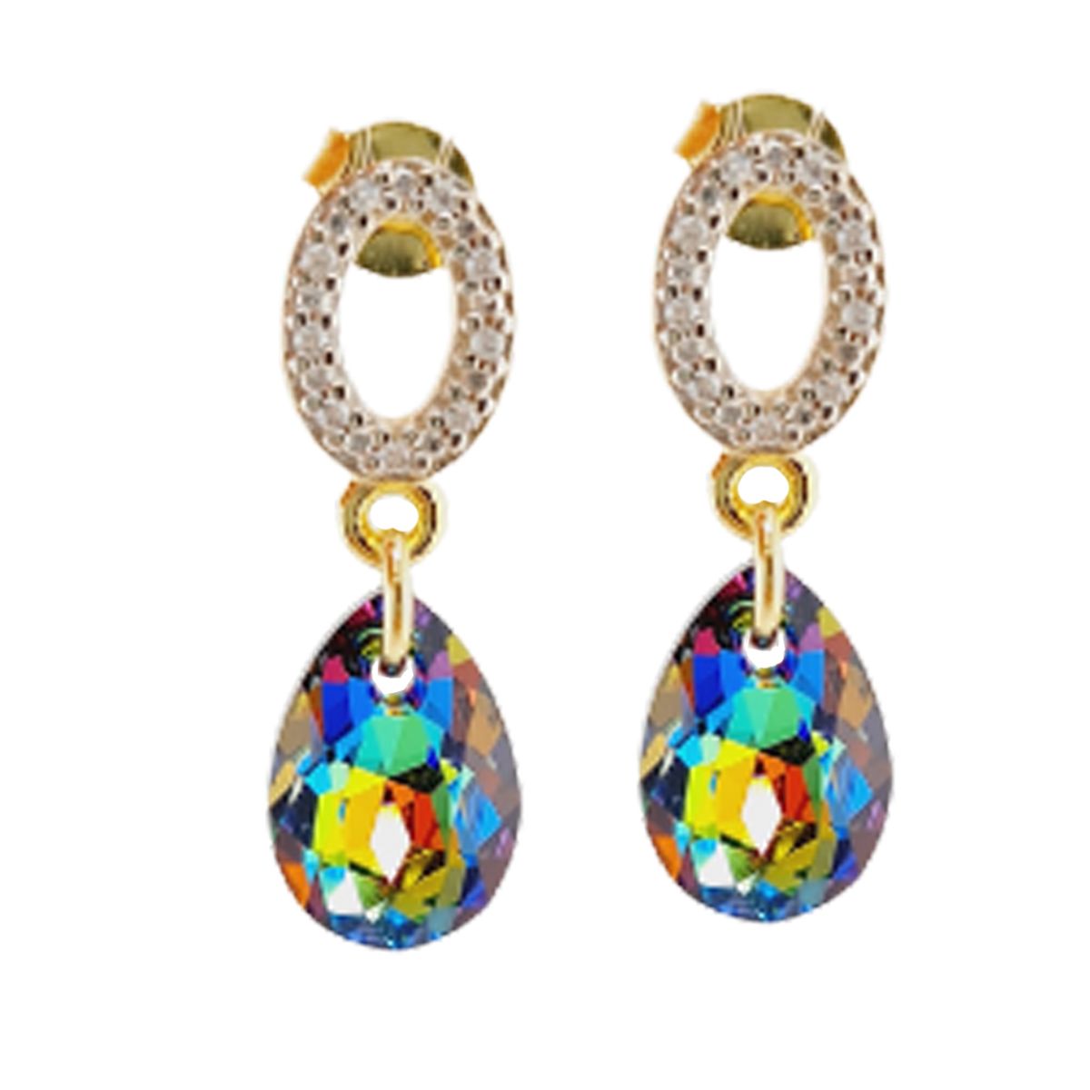 JOYAS MONTERO - Aros Gota de Luz Gold 24K  creado con cristales de Swarovski® Vitral Medium