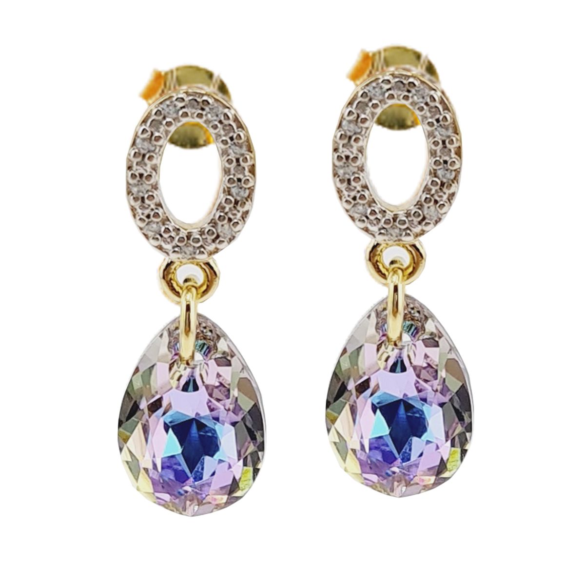 JOYAS MONTERO - Aros Gota de Luz Gold 24K  creado con cristales de Swarovski® Vitral Light