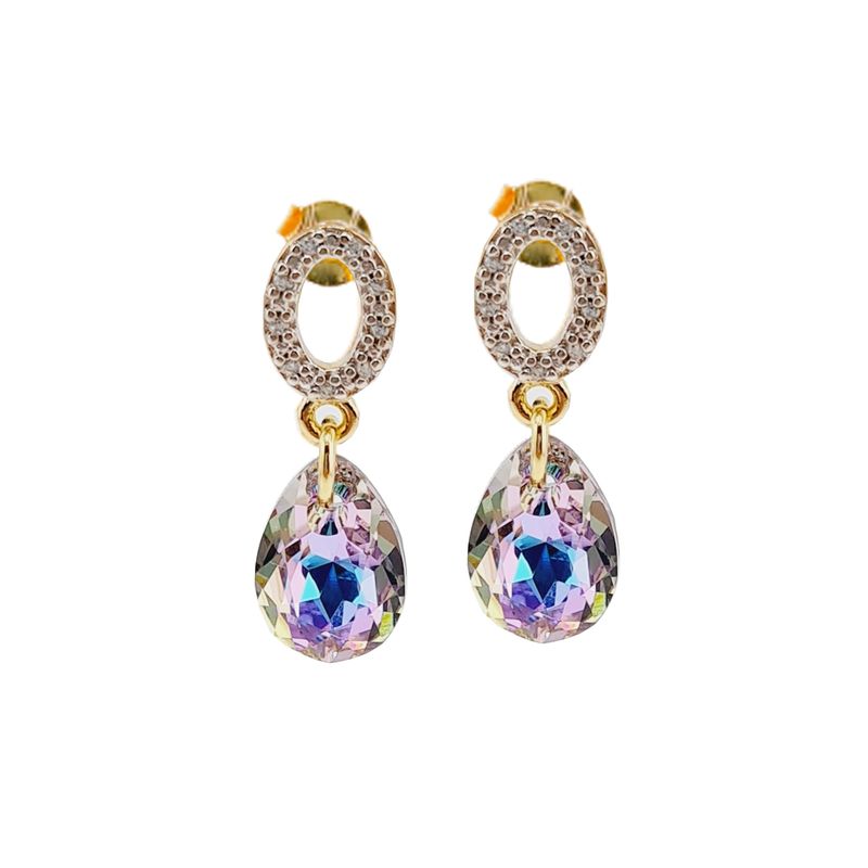 JOYAS MONTERO - Aros Gota de Luz Gold Cristal Genuino Vitral Light