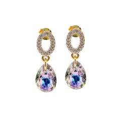 JOYAS MONTERO - Aros Gota de Luz Gold Cristal Genuino Vitral Light