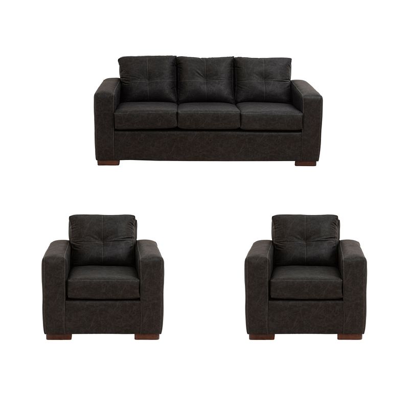 MUEBLES AMERICA - Living Franco 311 Cuero Auris Negro