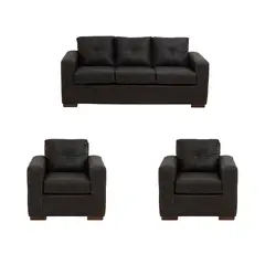MUEBLES AMERICA - Living Franco 311 Cuero Auris Negro