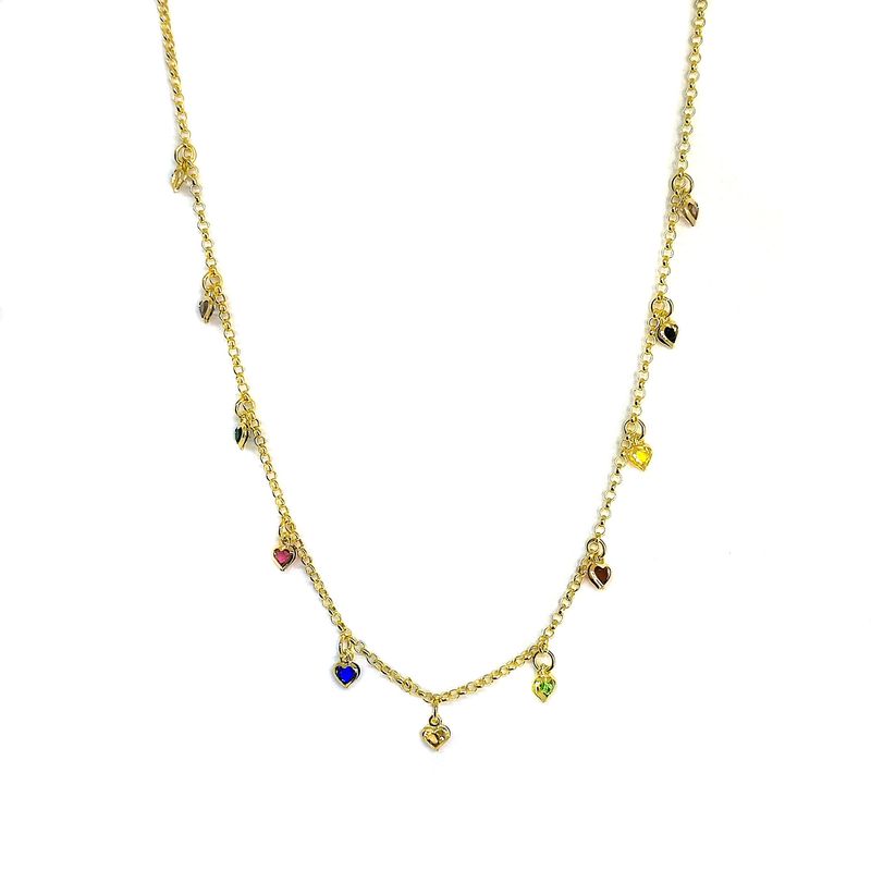 ANDREA COGGIOLA JOYAS - Collar Corazones Colores Enchapado Oro 18K