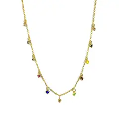 ANDREA COGGIOLA JOYAS - Collar Corazones Colores Enchapado Oro 18K
