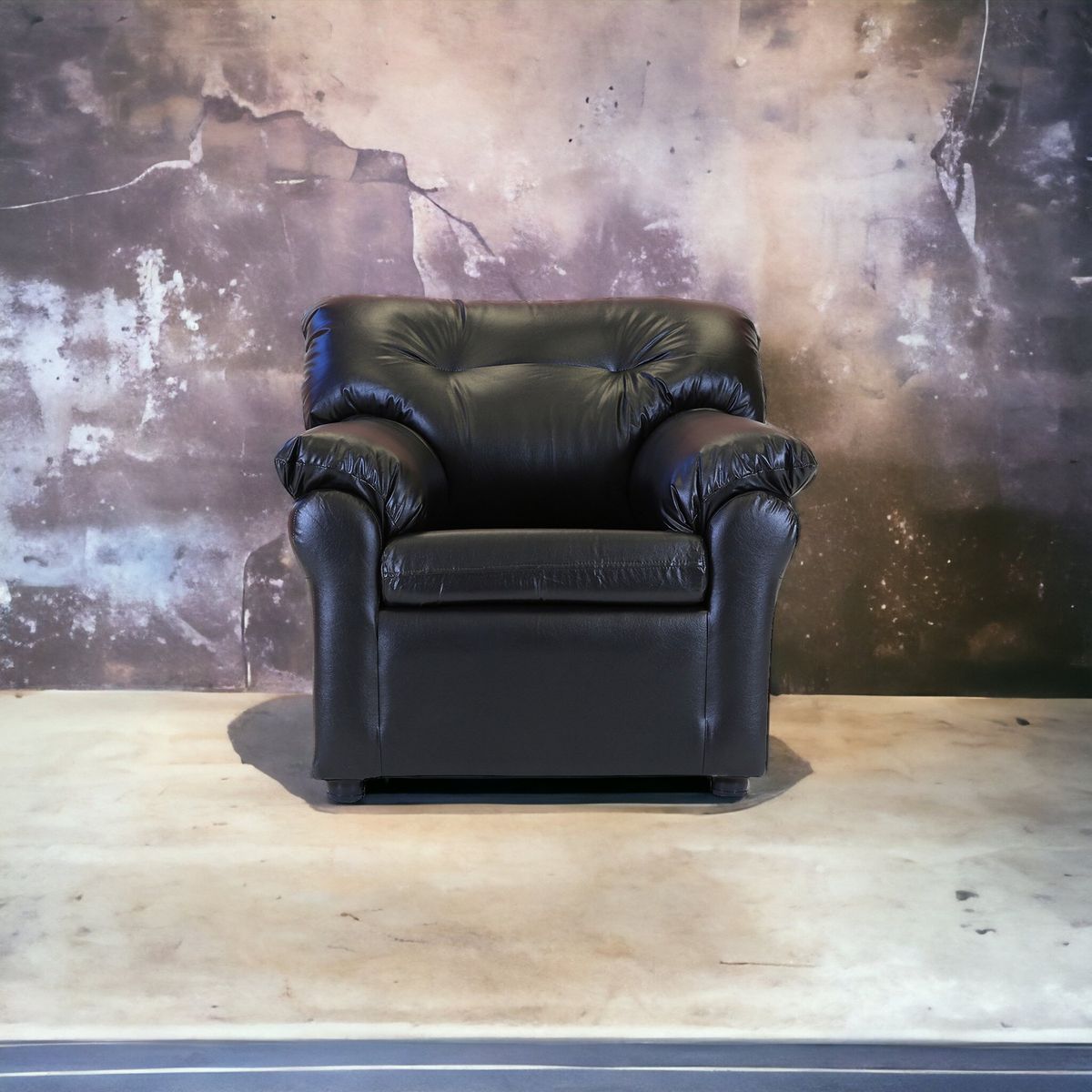 MUEBLES AMERICA - Sofá América 1 Cuerpo Cuero Sintético Negro