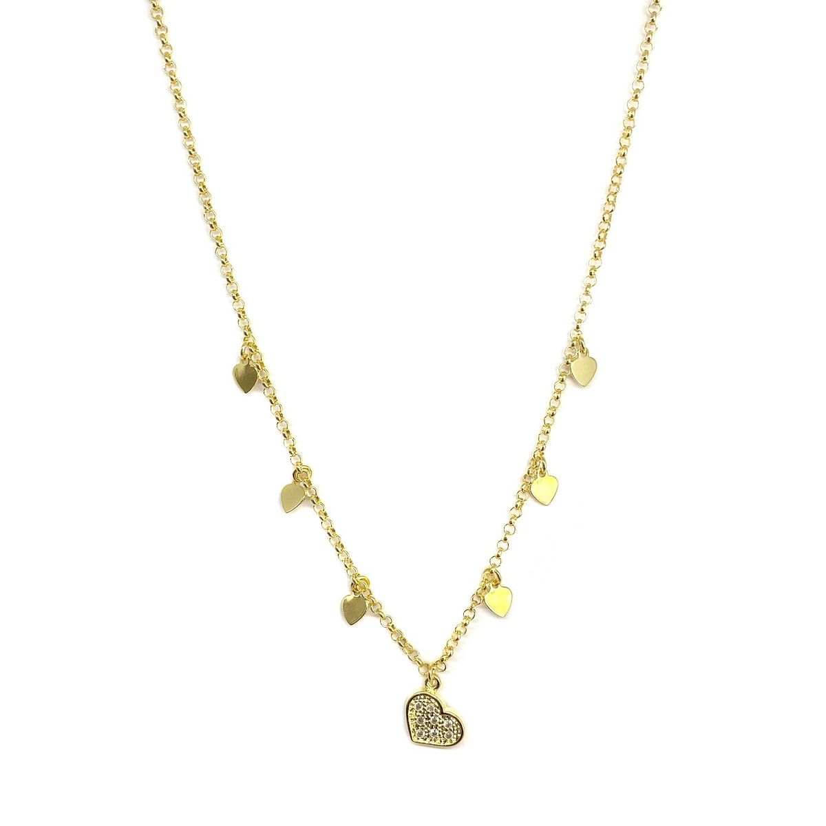 ANDREA COGGIOLA JOYAS - Collar Corazones Circón Enchapado Oro 18K