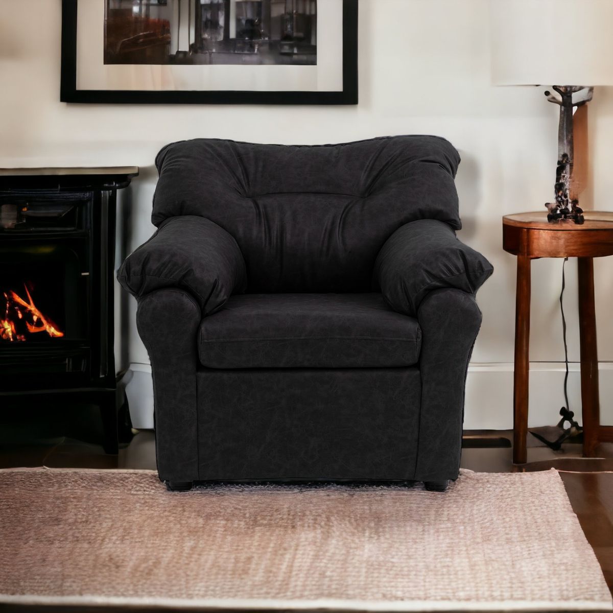 MUEBLES AMERICA - Sofá América 1 Cuerpo Cuero Auris Negro