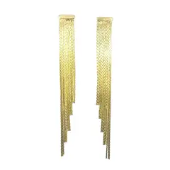ANDREA COGGIOLA JOYAS - Aros Largo Cascada Enchapado Oro 18K