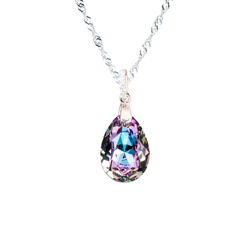 JOYAS MONTERO - Collar Capricho Plata Italiana 925 y  Cristal Genuino Vitral Light