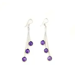 ANDREA COGGIOLA JOYAS - Aros 3 Circones Colgantes Plata Fina 925