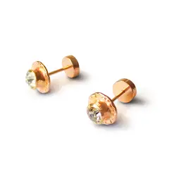 ANDREA COGGIOLA JOYAS - Aros Abridores Niña Circón 7mm Laminado Oro 18K