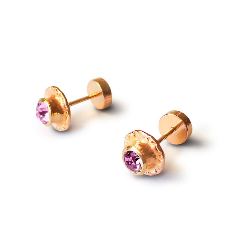 ANDREA COGGIOLA JOYAS - Aros Abridores Niña Circón 7mm Laminado Oro 18K
