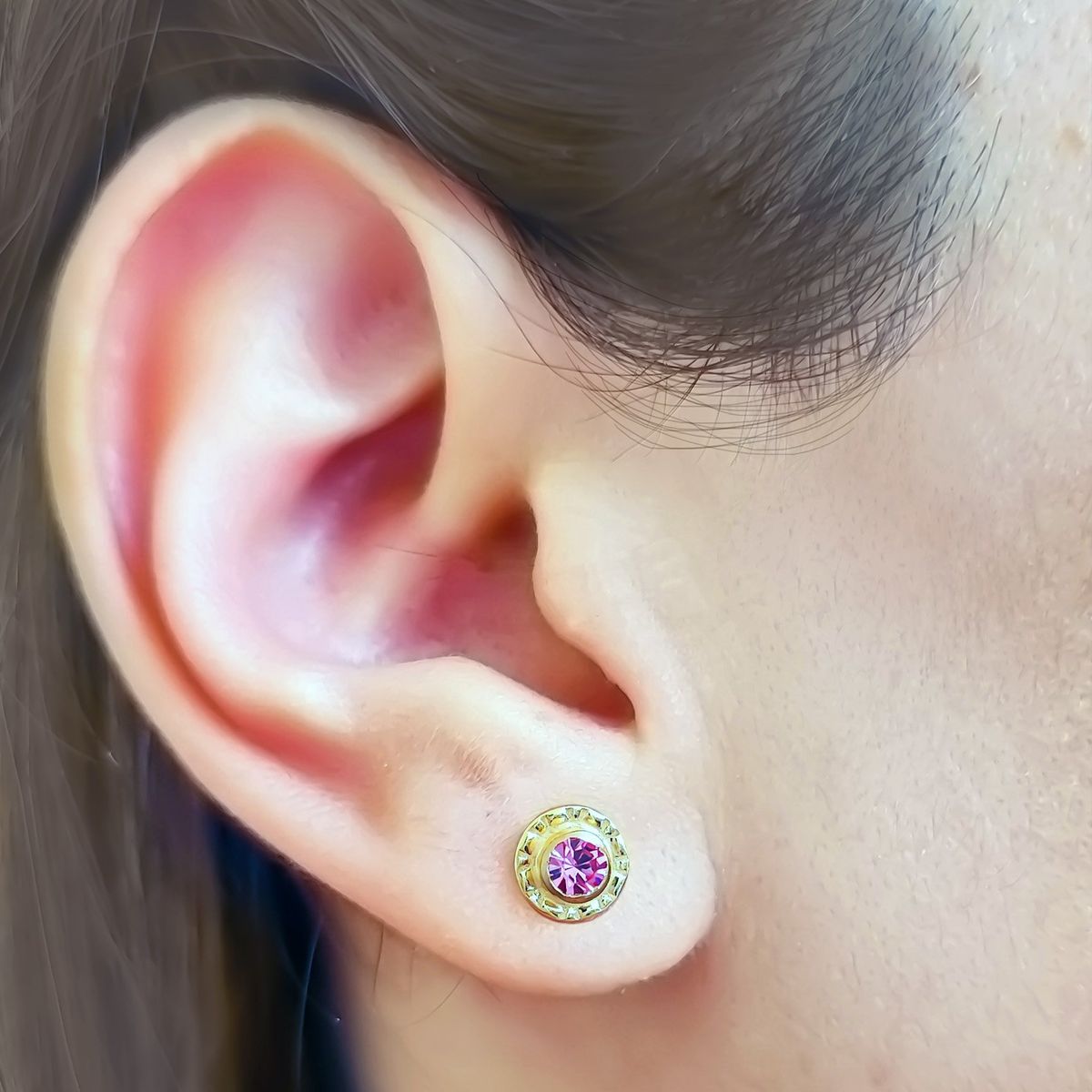 COGGIOLA - Aros Abridores Niña Circón 7mm Laminado Oro 18K
