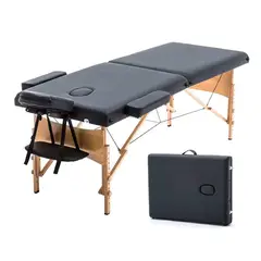 LUMAX - Camilla de Masajes Madera 2 Cuerpos Negro