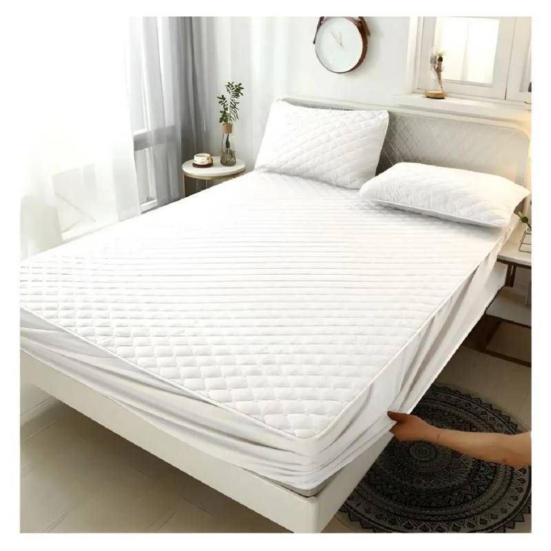 GENERICO - CUBRE COLCHON IMPERMEABLE CON FUNDAS DE 2.0 PLAZA
