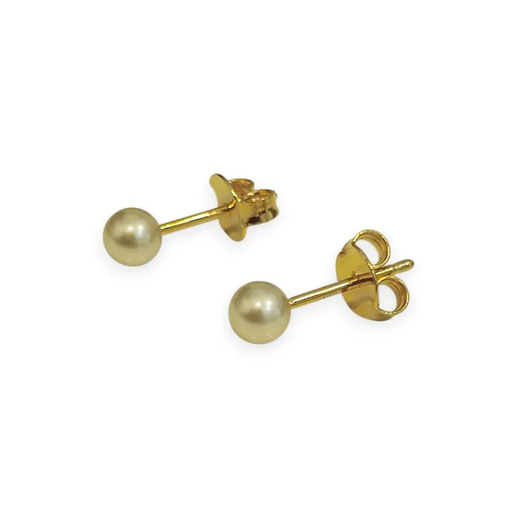 Aros Perla Sintetica Enchapado Oro 18K Blanco 4
