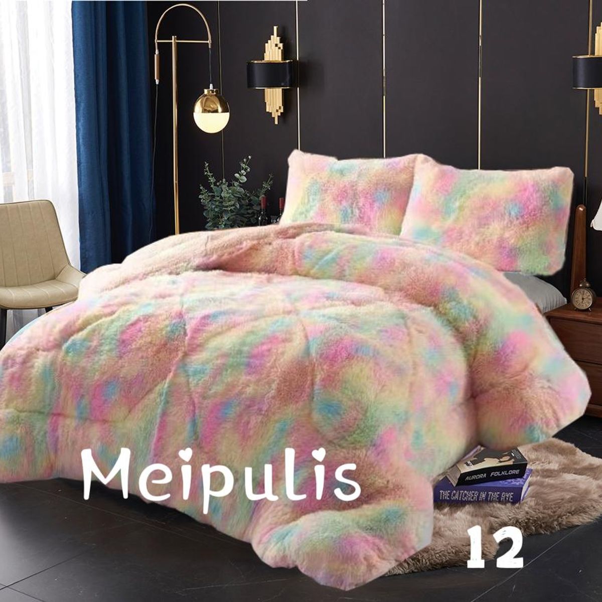 GENERICO - Cubrecamas de Invierno Peludos con Chiporro 2 P Multicolor 12