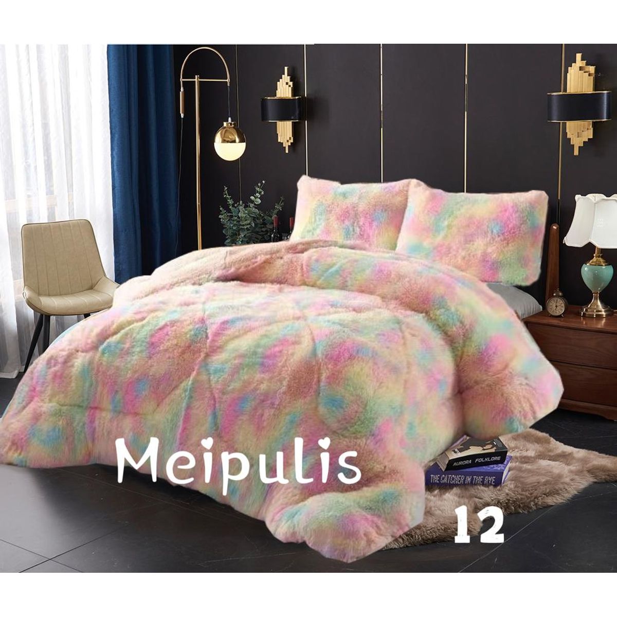 GENERICO - Cubrecamas de Invierno Peludos con Chiporro 2 P Multicolor 12