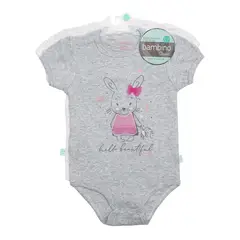 BAMBINO - Bodys Manga Corta Set 2 Piezas 100% Algodón Rosado