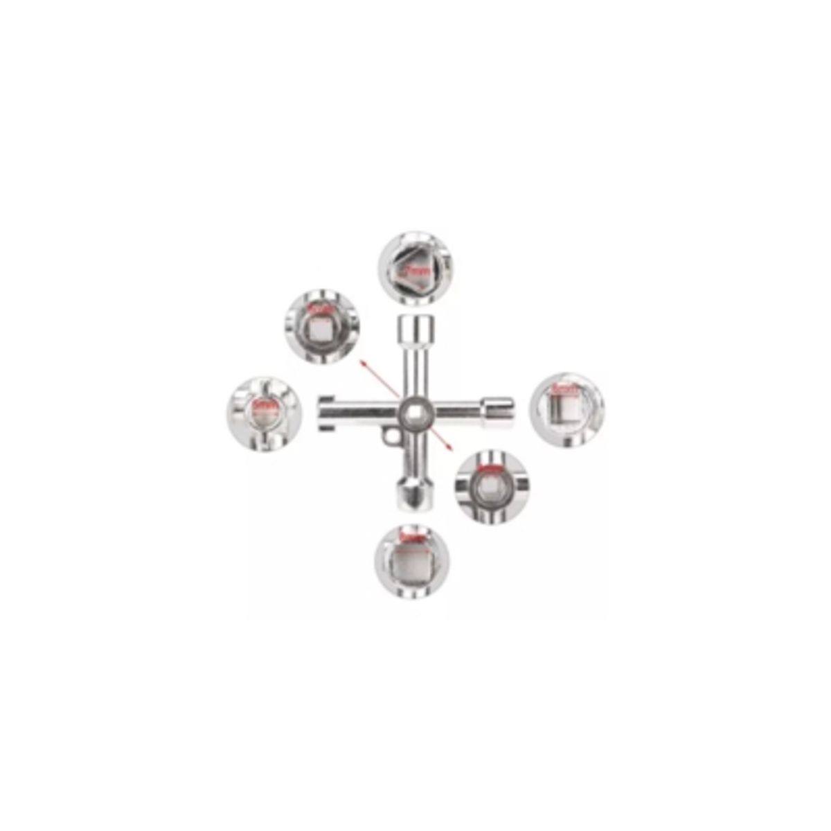 GENERICO - Llave 4 Vías / Cabezas Para Gabinetes Eléctricos Ascensores