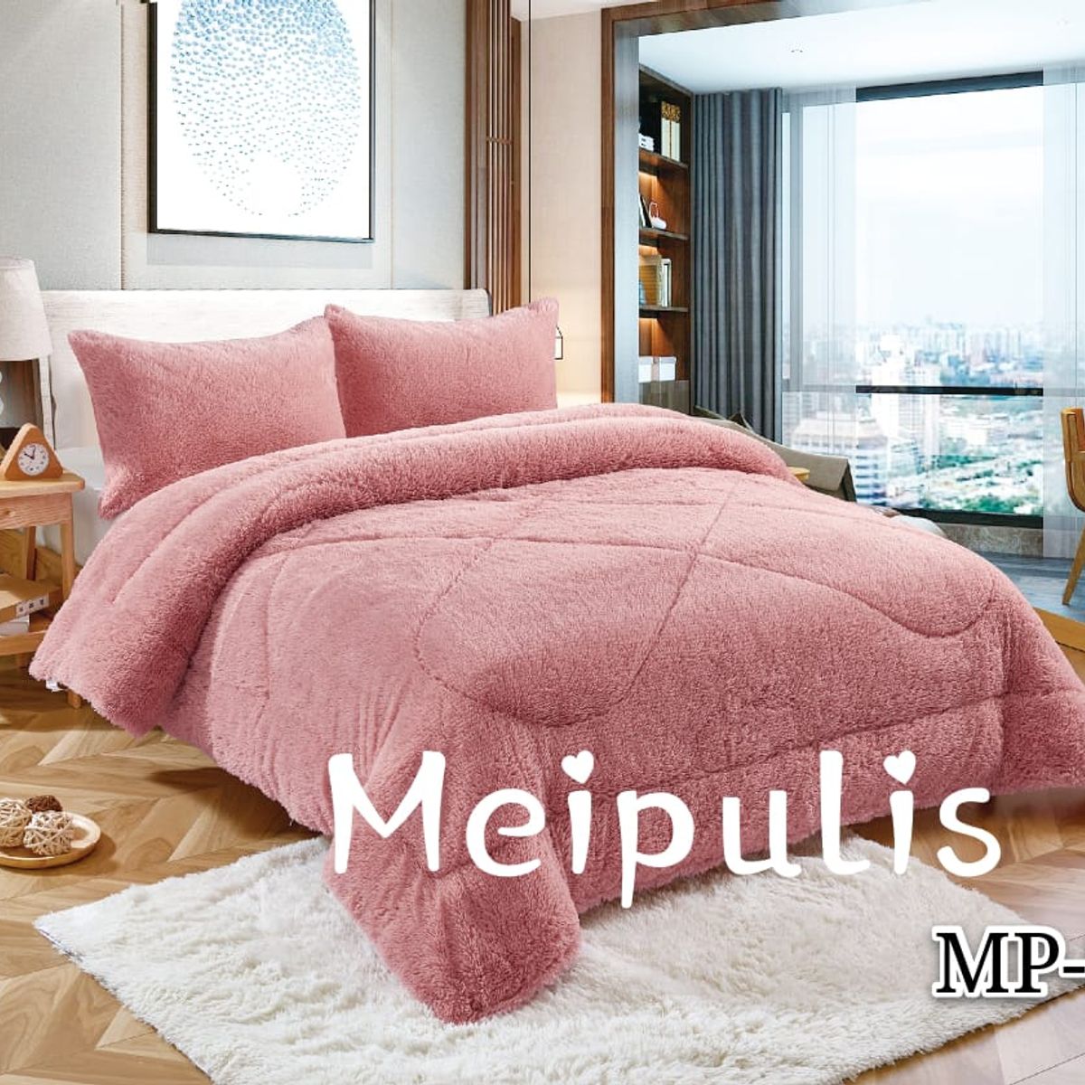 GENERICO - Cubrecamas de Invierno Peludos con Chiporro 2 P Palo Rosa Mp06