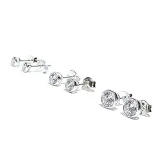 ANDREA COGGIOLA JOYAS - Aros Circón Solitario Redondo Plata Fina 925