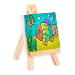 GENERICO - Atril Caballete Soporte Con Lienzo 15x15 Cm