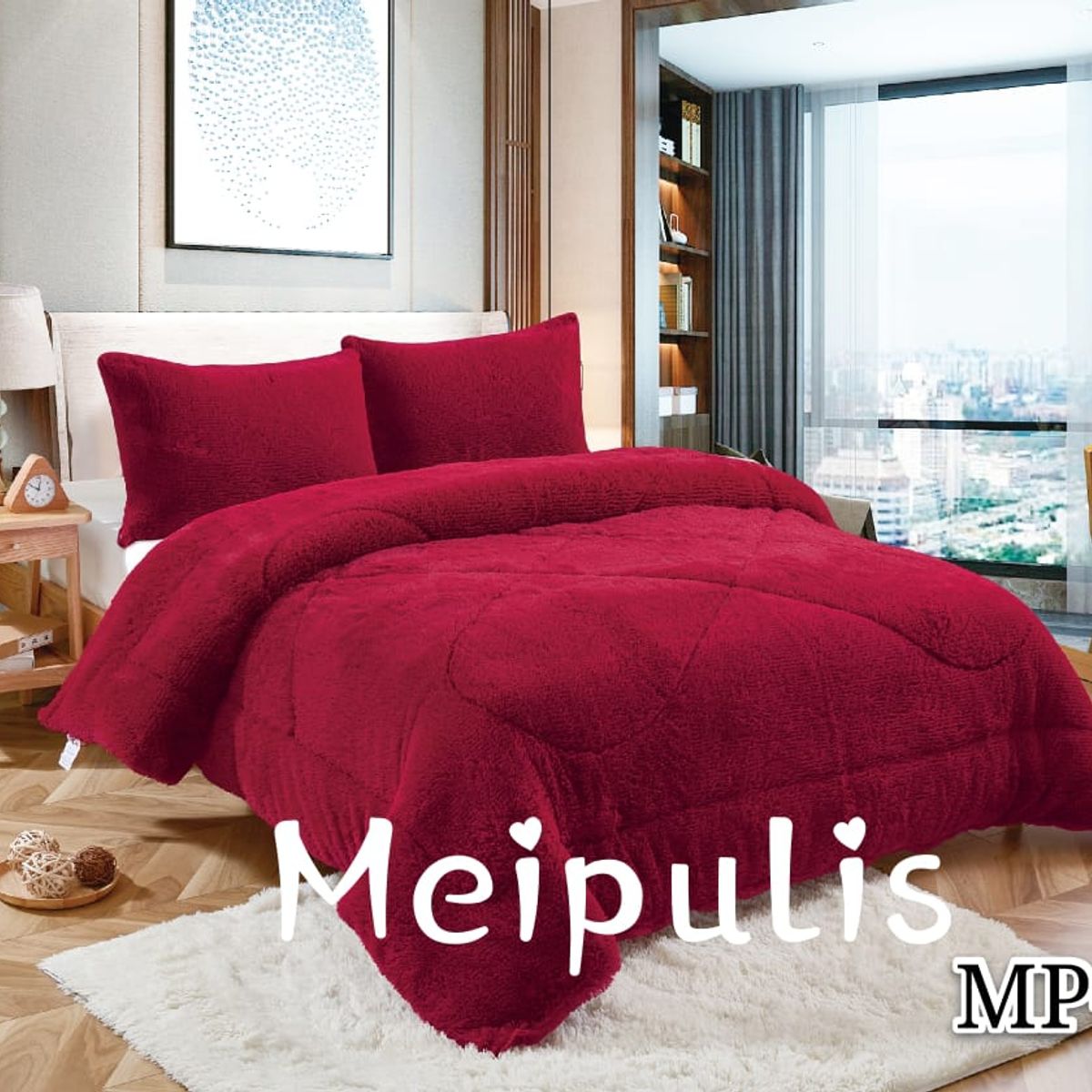 GENERICO - Cubrecamas de Invierno Peludos con Chiporro 2 P Rojo Italiano 09